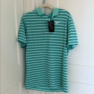 Nike Men's Striped Green Polo Golf Shirt